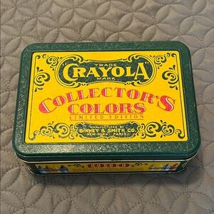 Crayola Limited Edition Tin Box with Yellow and Green Design